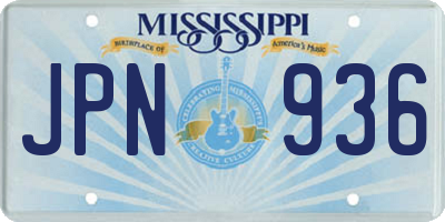 MS license plate JPN936