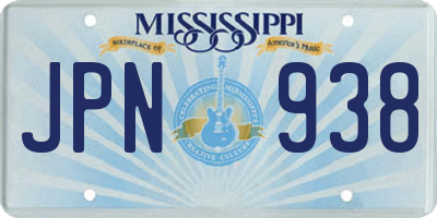 MS license plate JPN938