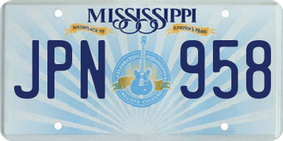 MS license plate JPN958