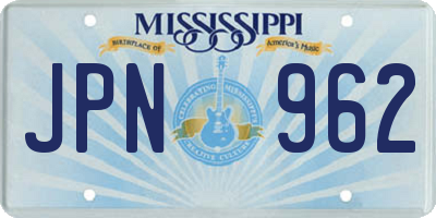 MS license plate JPN962