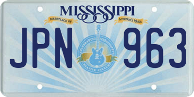 MS license plate JPN963