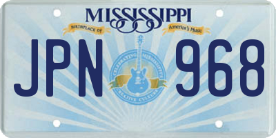 MS license plate JPN968