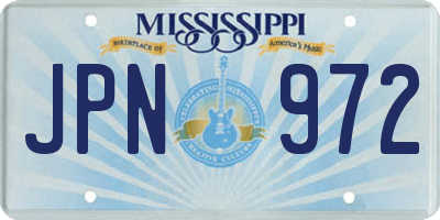 MS license plate JPN972