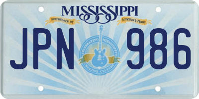 MS license plate JPN986