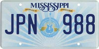MS license plate JPN988