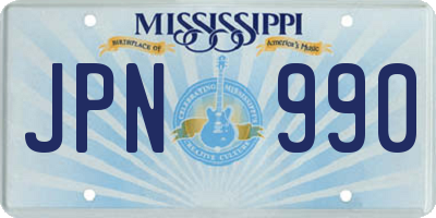 MS license plate JPN990