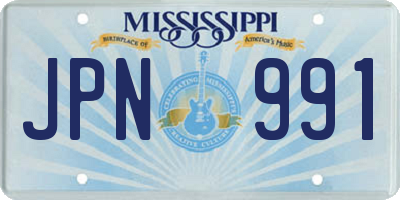 MS license plate JPN991