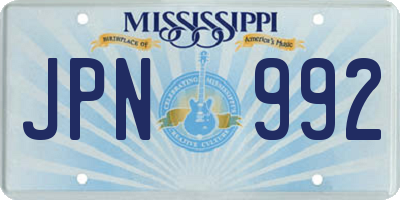MS license plate JPN992