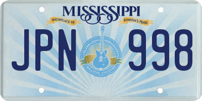 MS license plate JPN998
