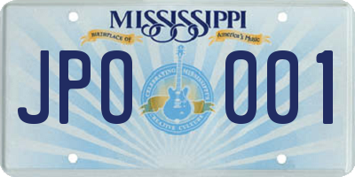 MS license plate JPO001
