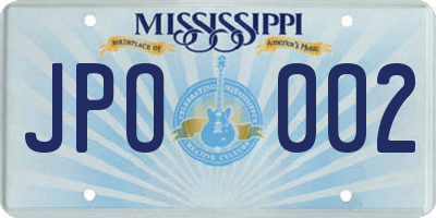 MS license plate JPO002