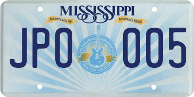 MS license plate JPO005