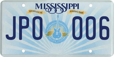 MS license plate JPO006