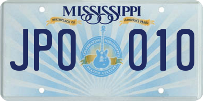 MS license plate JPO010