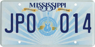 MS license plate JPO014