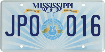 MS license plate JPO016