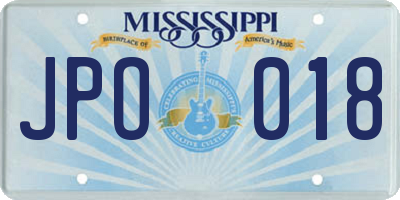 MS license plate JPO018