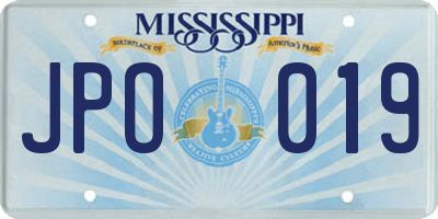 MS license plate JPO019
