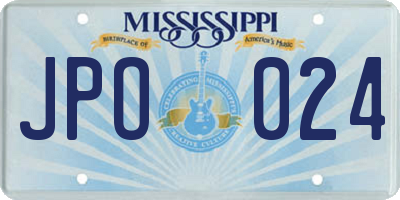 MS license plate JPO024