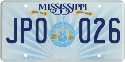 MS license plate JPO026