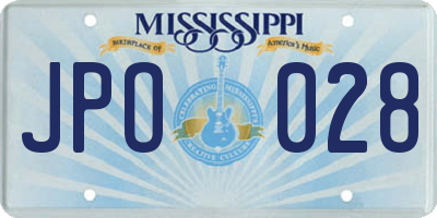 MS license plate JPO028