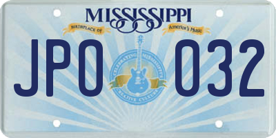 MS license plate JPO032