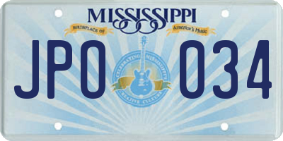 MS license plate JPO034