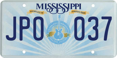 MS license plate JPO037