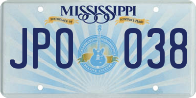 MS license plate JPO038