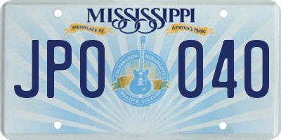 MS license plate JPO040