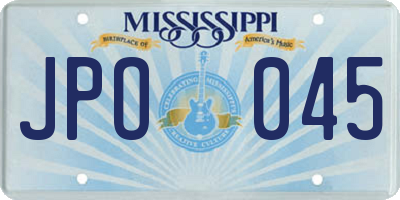 MS license plate JPO045