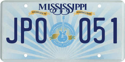 MS license plate JPO051