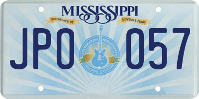 MS license plate JPO057