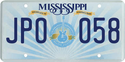 MS license plate JPO058