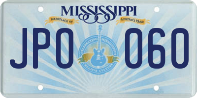 MS license plate JPO060