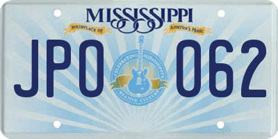 MS license plate JPO062