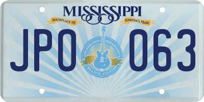 MS license plate JPO063