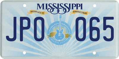 MS license plate JPO065