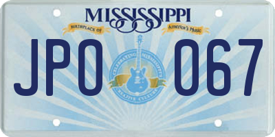 MS license plate JPO067