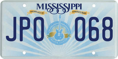 MS license plate JPO068