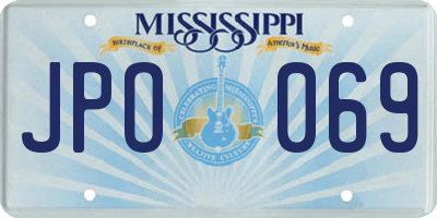 MS license plate JPO069