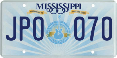 MS license plate JPO070