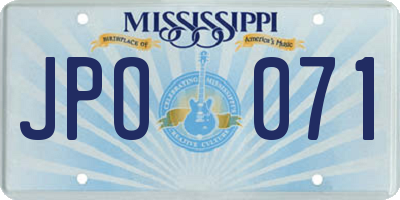 MS license plate JPO071