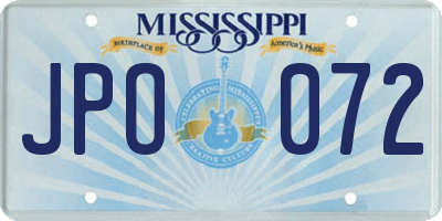 MS license plate JPO072