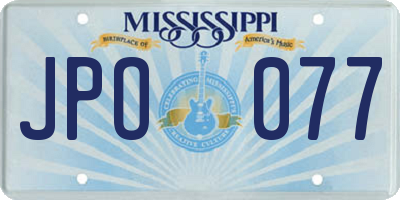 MS license plate JPO077