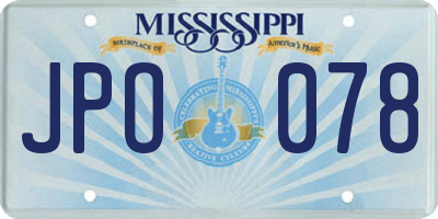 MS license plate JPO078