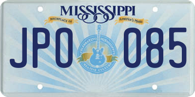 MS license plate JPO085