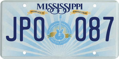 MS license plate JPO087