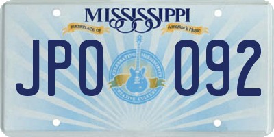 MS license plate JPO092