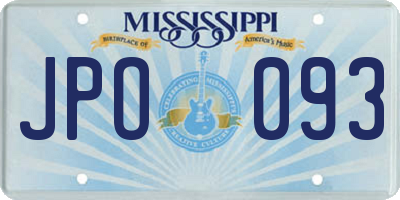 MS license plate JPO093